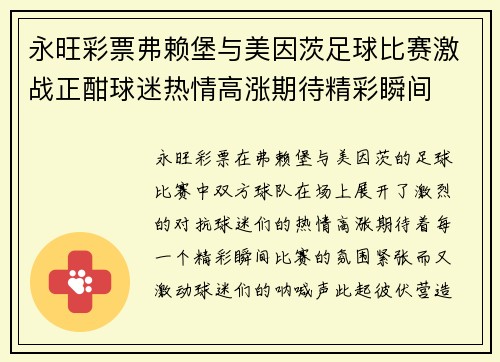 永旺彩票弗赖堡与美因茨足球比赛激战正酣球迷热情高涨期待精彩瞬间